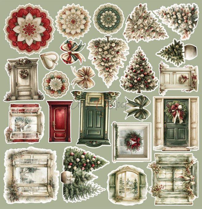 8 feuilles, 30x31cm, collection : Spirit of christmas - Craft O Clock, 250g - Eléments à découper 