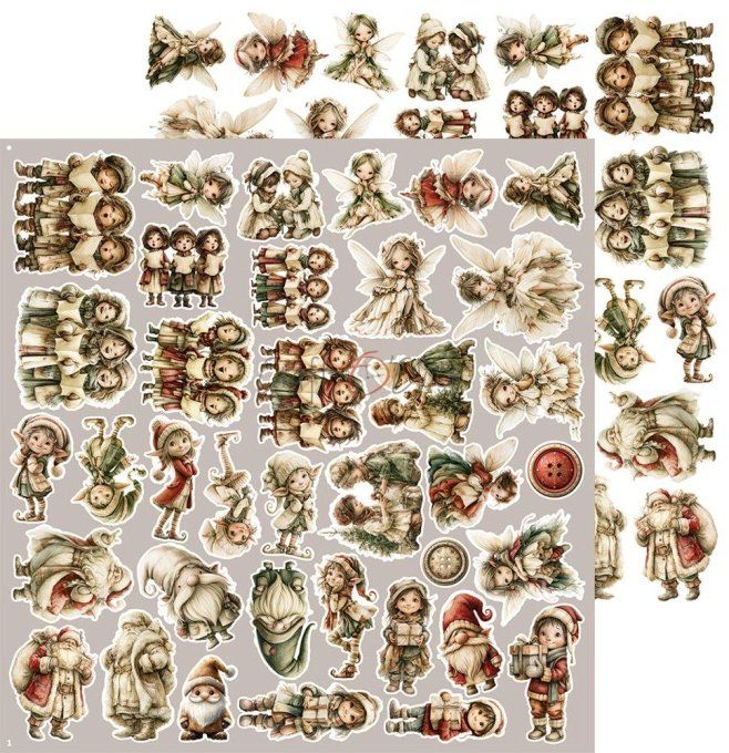 8 feuilles, 30x31cm, collection : Spirit of christmas - Craft O Clock, 250g - Eléments à découper