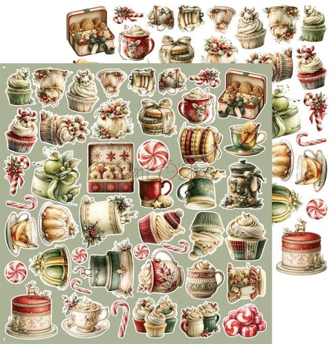 8 feuilles, 30x31cm, collection : Spirit of christmas - Craft O Clock, 250g - MIX 