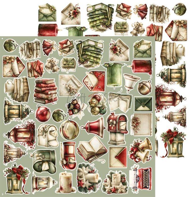 8 feuilles, 30x31cm, collection : Spirit of christmas - Craft O Clock, 250g - MIX 