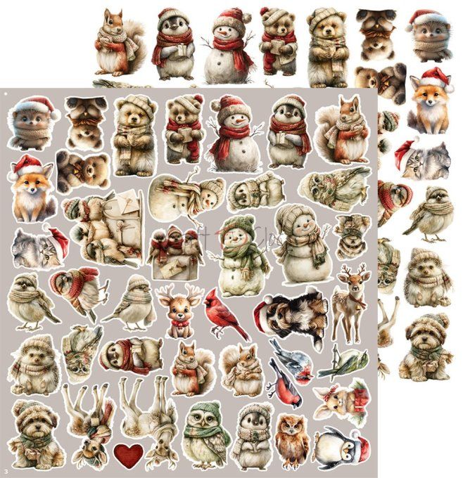 8 feuilles, 30x31cm, collection : Spirit of christmas - Craft O Clock, 250g - MIX 
