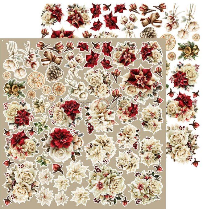 4 feuilles, 30x31cm, collection : Spirit of christmas - Craft O Clock, 250g - Flowers & More