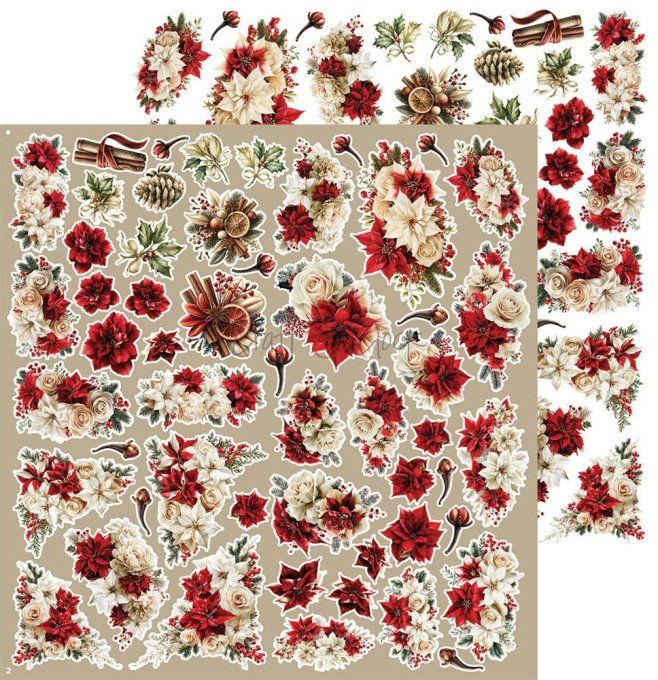 4 feuilles, 30x31cm, collection : Spirit of christmas - Craft O Clock, 250g - Flowers & More