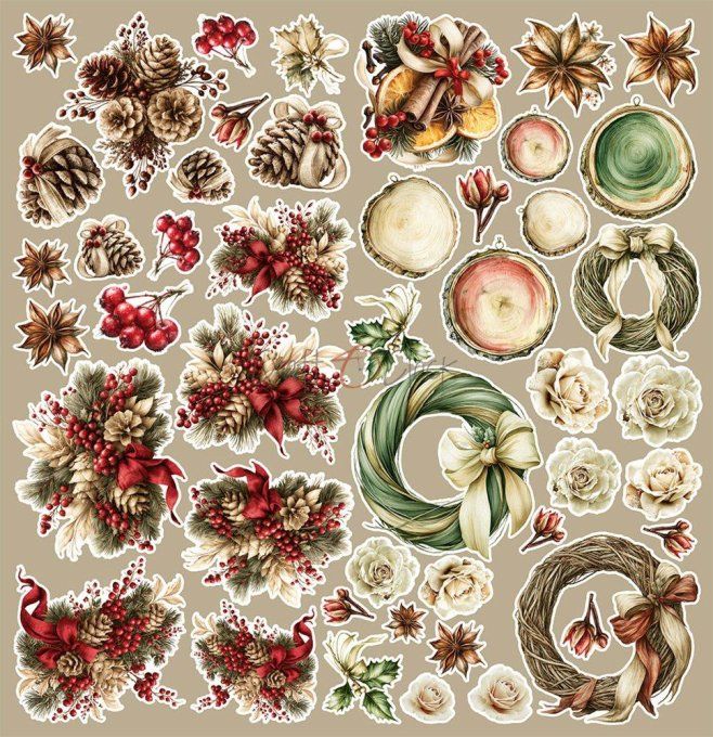 4 feuilles, 30x31cm, collection : Spirit of christmas - Craft O Clock, 250g - Flowers & More