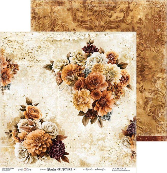 6 feuilles, 30x30cm, collection : Shades of nature - Craft O Clock, 250gsm