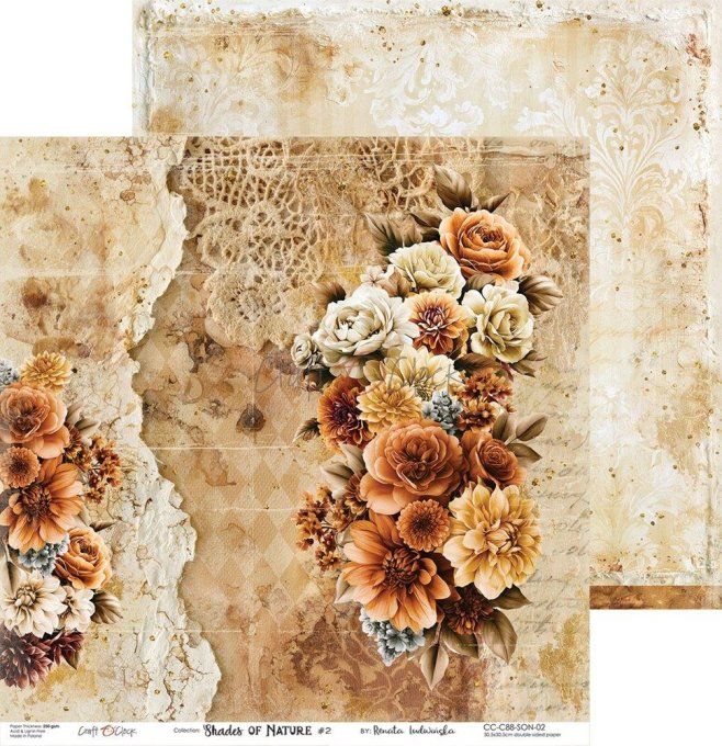 6 feuilles, 30x30cm, collection : Shades of nature - Craft O Clock, 250gsm