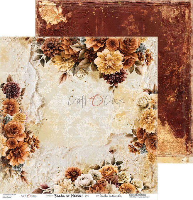 6 feuilles, 30x30cm, collection : Shades of nature - Craft O Clock, 250gsm