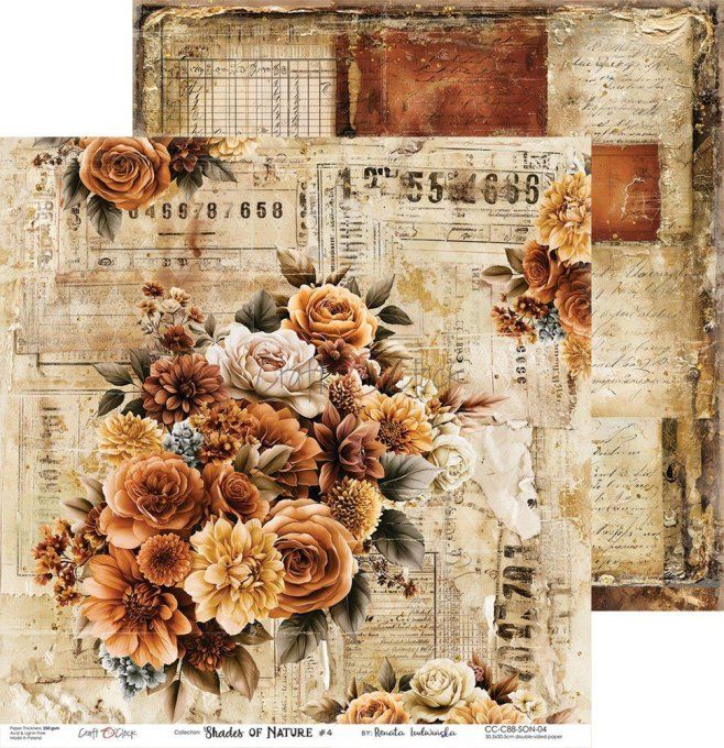 6 feuilles, 30x30cm, collection : Shades of nature - Craft O Clock, 250gsm