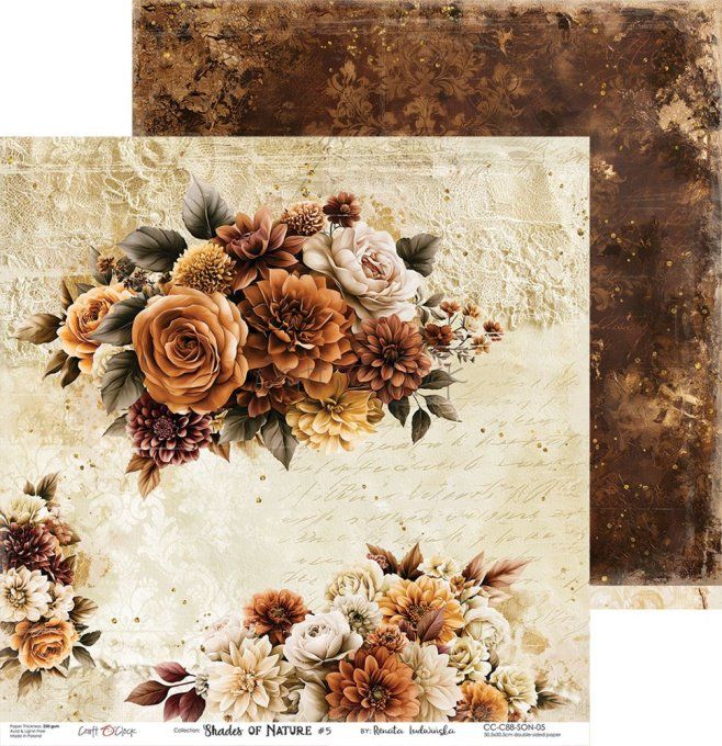6 feuilles, 30x30cm, collection : Shades of nature - Craft O Clock, 250gsm