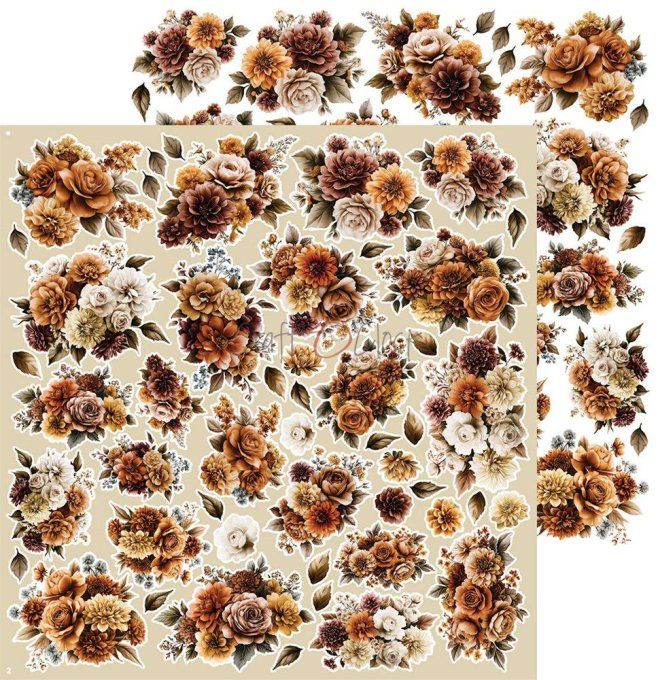 4 feuilles, 30x31cm, collection : Shades of nature - Craft O Clock, 250g - Flowers & More