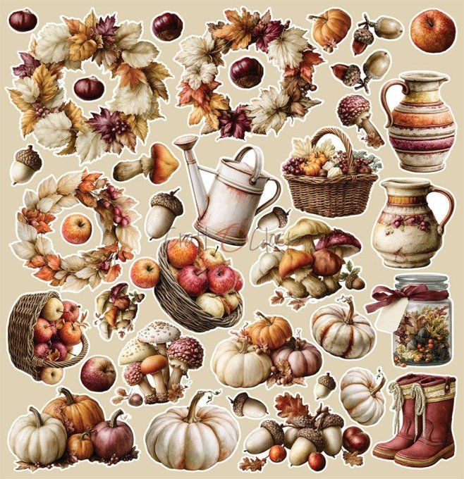 4 feuilles, 30x31cm, collection : Shades of nature - Craft O Clock, 250g - Flowers & More
