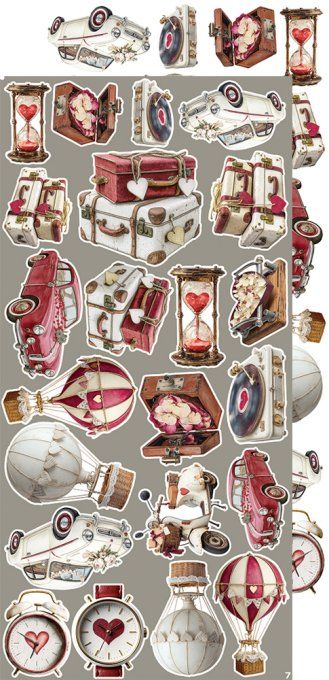 Ensemble de 18 feuilles, 15x30cm, collection : In love, Craft O Clock, 250g - Extras