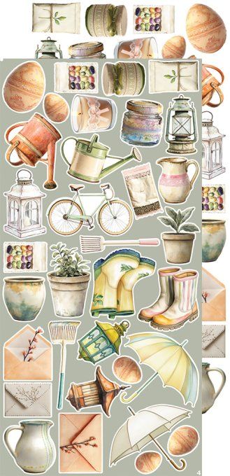 Ensemble de 18 feuilles, 15x30cm, collection : Spring, Craft O Clock, 250g - Extras