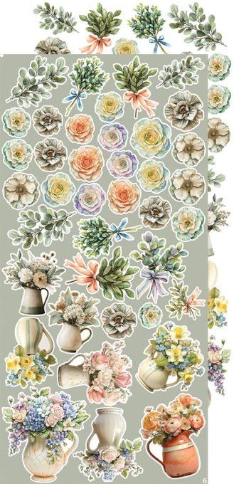 Ensemble de 18 feuilles, 15x30cm, collection : Spring, Craft O Clock, 250g - Extras