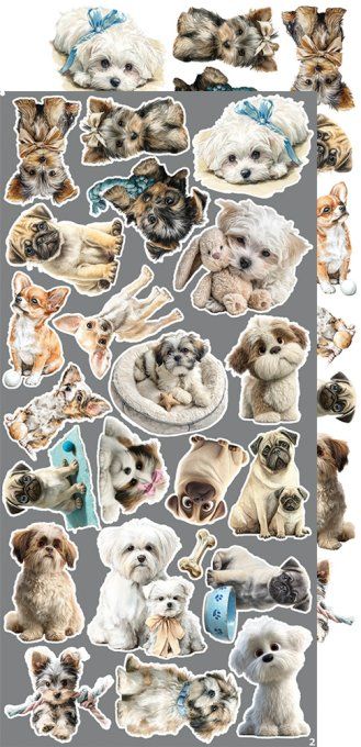 Ensemble de 18 feuilles, 15x30cm, collection : Dogs, Craft O Clock, 250g - Extras