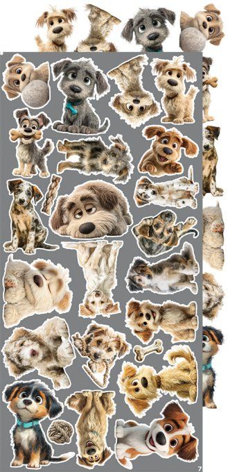 Ensemble de 18 feuilles, 15x30cm, collection : Dogs, Craft O Clock, 250g - Extras