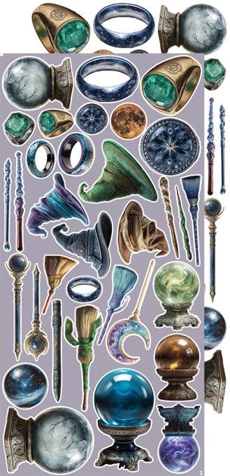 Ensemble de 18 feuilles, 15x30cm, collection : Supernatural world, Craft O Clock, 250g - Mix 