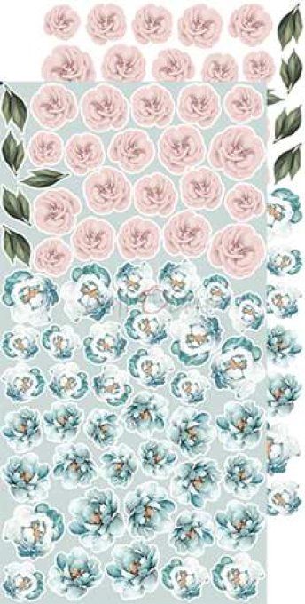 Ensemble de 12 feuilles, 15x30cm, collection : Touch of nostalgia- Craft O Clock -250g - Flowers