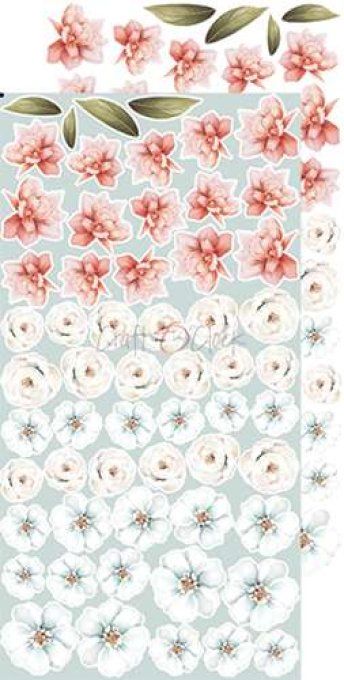 Ensemble de 12 feuilles, 15x30cm, collection : Touch of nostalgia- Craft O Clock -250g - Flowers
