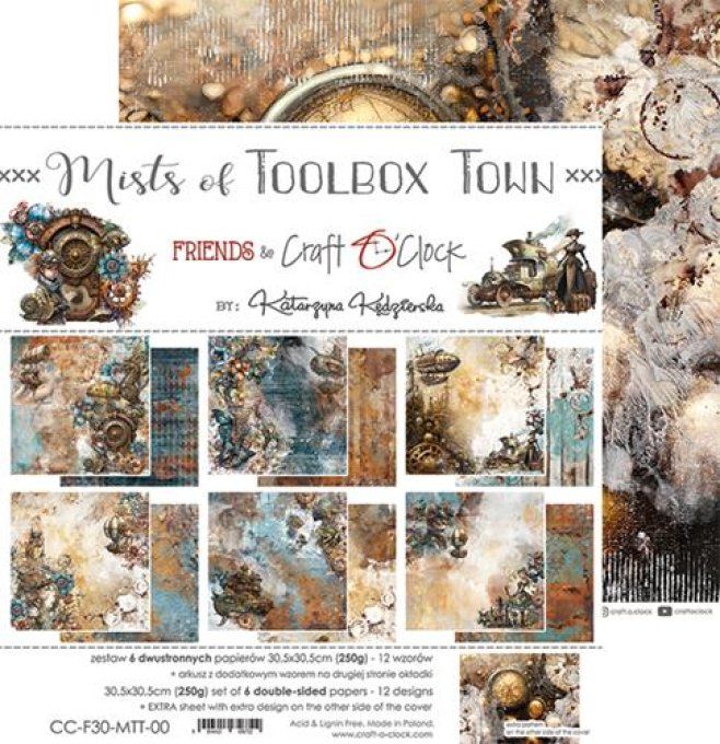 Ensemble de 6 feuilles, 30x30cm, collection : Mists of toolbox town - Craft O Clock - 250g