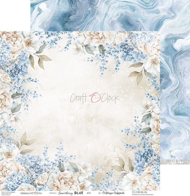 Ensemble de 6 feuilles, 30x30cm, collection : Something blue - Craft O Clock, 250g 