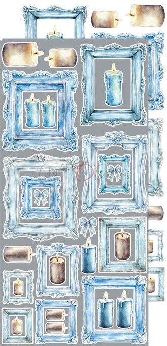 Ensemble de 18 feuilles, 15x30cm, collection : Something blue, Craft O Clock, 250g, Mix