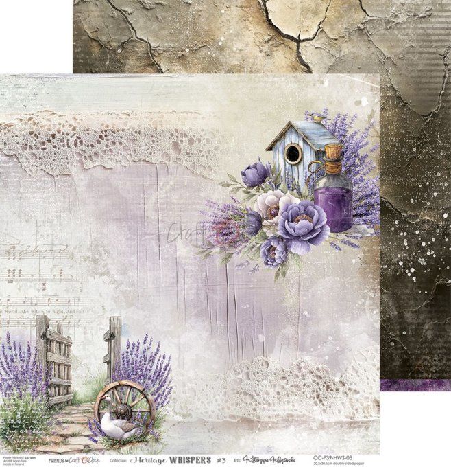 Ensemble de 6 feuilles, 30x30cm, collection : Heritage whispers - Craft O Clock, 250g