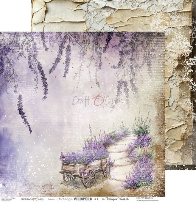Ensemble de 6 feuilles, 30x30cm, collection : Heritage whispers - Craft O Clock, 250g