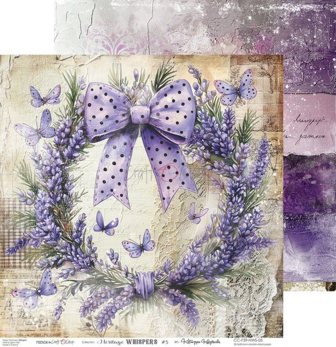 Ensemble de 6 feuilles, 30x30cm, collection : Heritage whispers - Craft O Clock, 250g