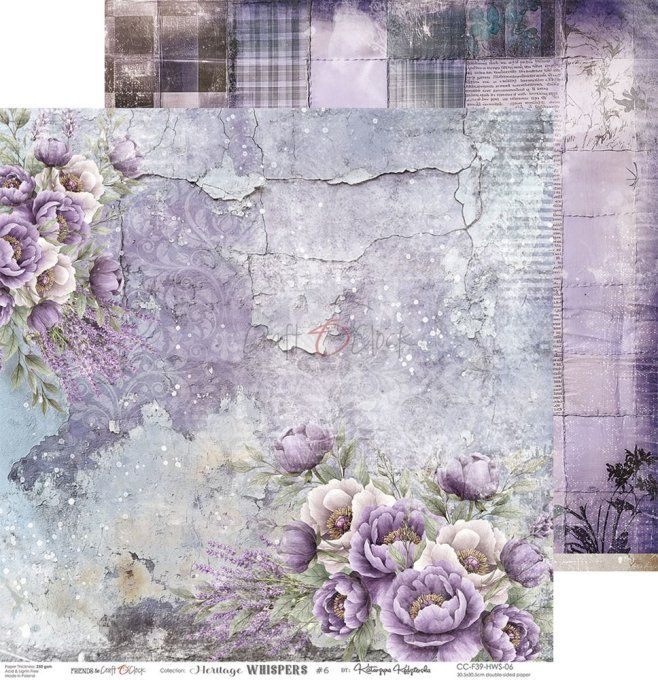 Ensemble de 6 feuilles, 30x30cm, collection : Heritage whispers - Craft O Clock, 250g