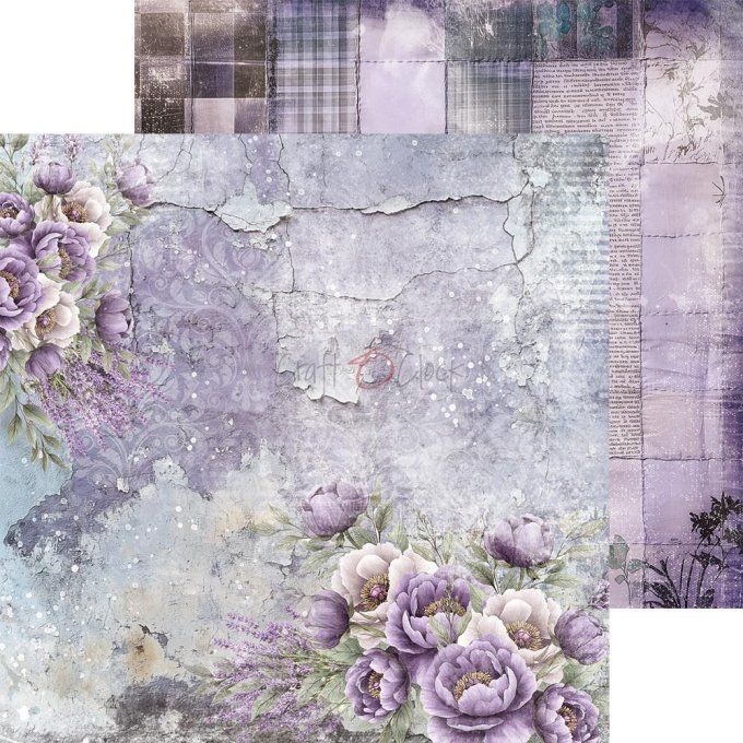 Ensemble de 24 feuilles, 15x15cm, collection : Heritage whispers - Craft O Clock, 250g