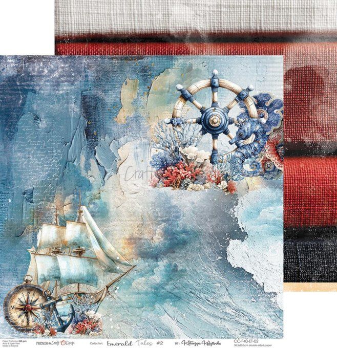 Ensemble de 6 feuilles, 30x30cm, collection : Emerald tales - Craft O Clock, 250g 