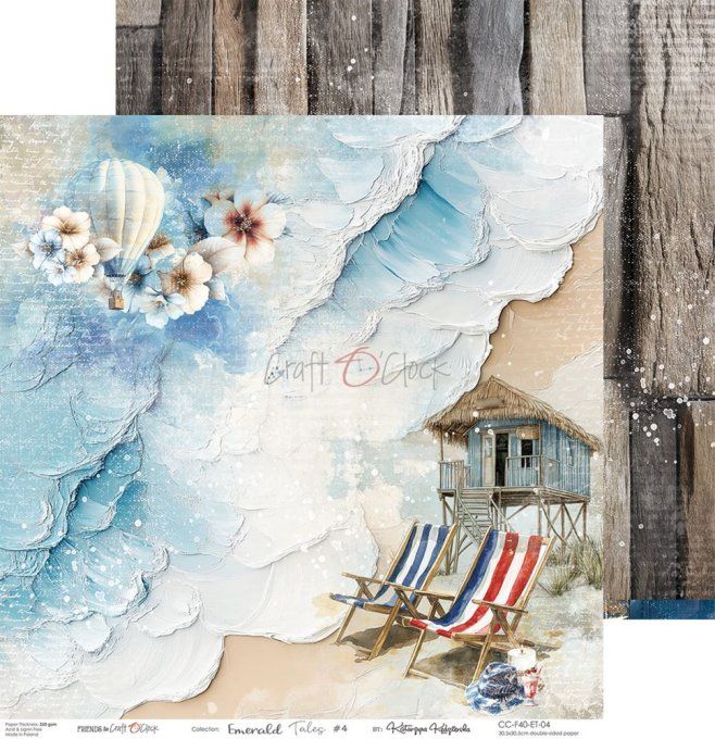 Ensemble de 6 feuilles, 30x30cm, collection : Emerald tales - Craft O Clock, 250g 