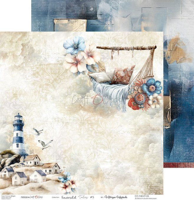 Ensemble de 6 feuilles, 30x30cm, collection : Emerald tales - Craft O Clock, 250g 