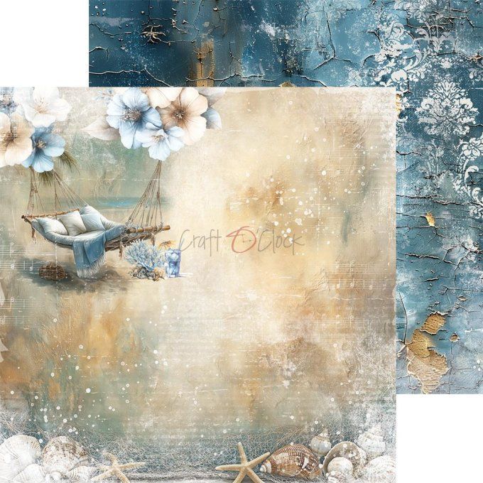 Ensemble de 24 feuilles, 15x15cm, collection : Emerald tales - Craft O Clock, 250g
