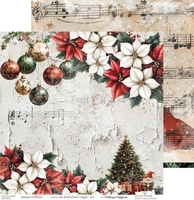 6 feuilles, 30x30cm, collection : Oh christmas Night - Craft O Clock, 250g 