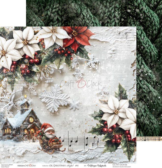 6 feuilles, 30x30cm, collection : Oh christmas Night - Craft O Clock, 250g 
