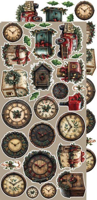 Ensemble de 18 feuilles, 15x30cm, collection : Oh christmas night, Craft O Clock, 250g