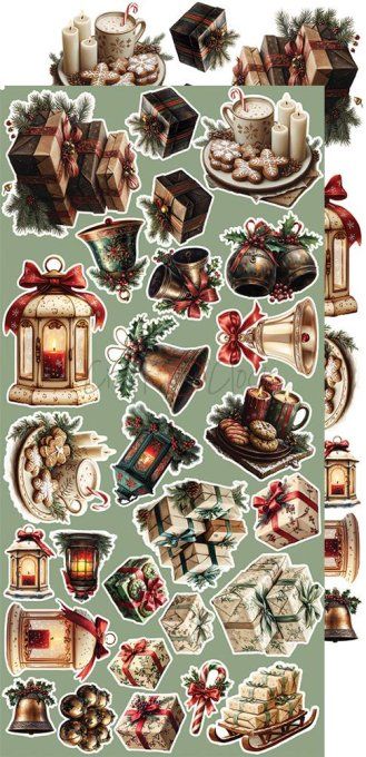 Ensemble de 18 feuilles, 15x30cm, collection : Oh christmas night, Craft O Clock, 250g 
