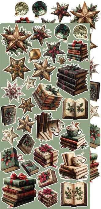 Ensemble de 18 feuilles, 15x30cm, collection : Oh christmas night, Craft O Clock, 250g 