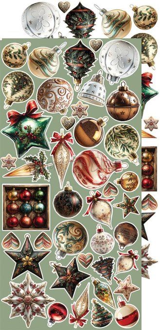Ensemble de 18 feuilles, 15x30cm, collection : Oh christmas night, Craft O Clock, 250g 