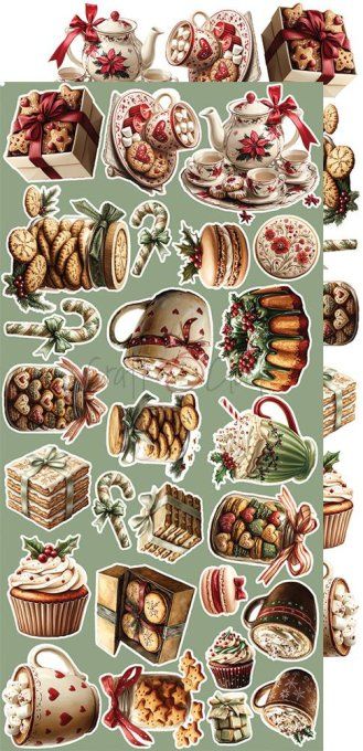 Ensemble de 18 feuilles, 15x30cm, collection : Oh christmas night, Craft O Clock, 250g 