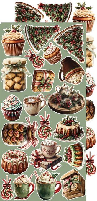 Ensemble de 18 feuilles, 15x30cm, collection : Oh christmas night, Craft O Clock, 250g 