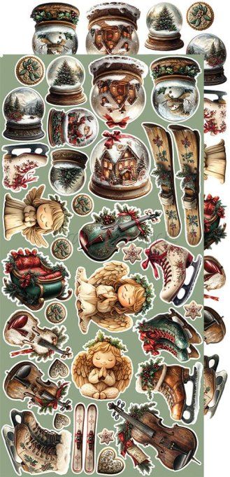 Ensemble de 18 feuilles, 15x30cm, collection : Oh christmas night, Craft O Clock, 250g 