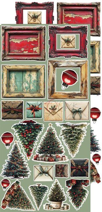 Ensemble de 18 feuilles, 15x30cm, collection : Oh christmas night, Craft O Clock, 250g 