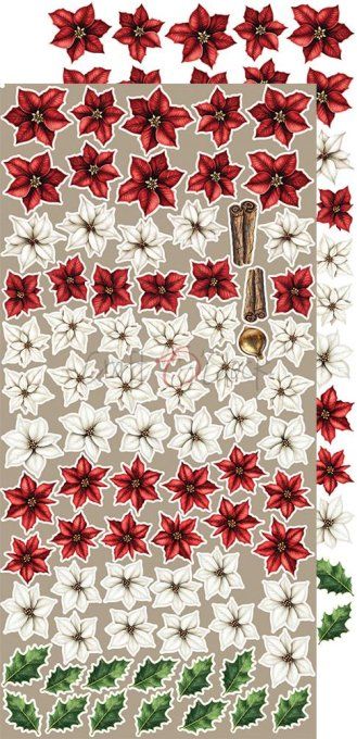 Ensemble de 18 feuilles, 15x30cm, collection : Oh christmas night, Craft O Clock, 250g - Mix