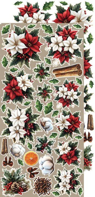 Ensemble de 18 feuilles, 15x30cm, collection : Oh christmas night, Craft O Clock, 250g - Mix