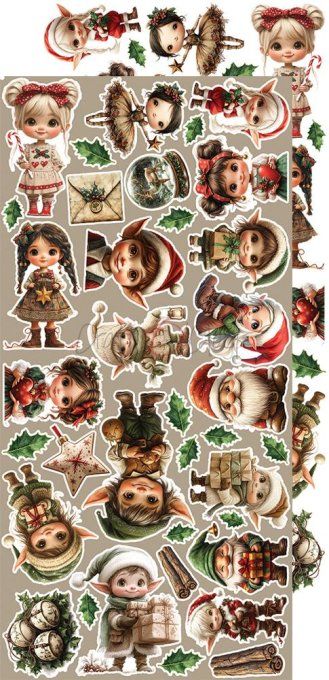 Ensemble de 18 feuilles, 15x30cm, collection : Oh christmas night, Craft O Clock, 250g - Mix