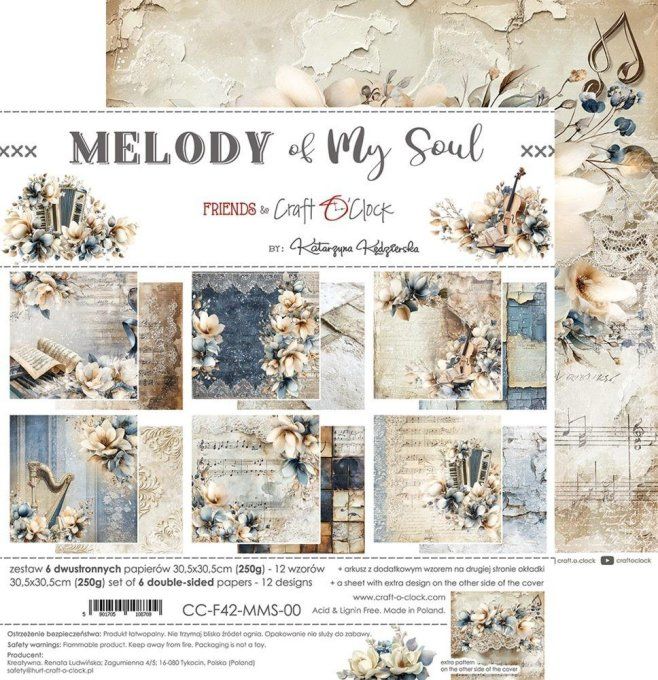 6 feuilles, 30x30cm, collection : Melody of my soul - Craft O Clock, 250g