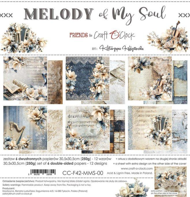6 feuilles, 30x30cm, collection : Melody of my soul - Craft O Clock, 250g